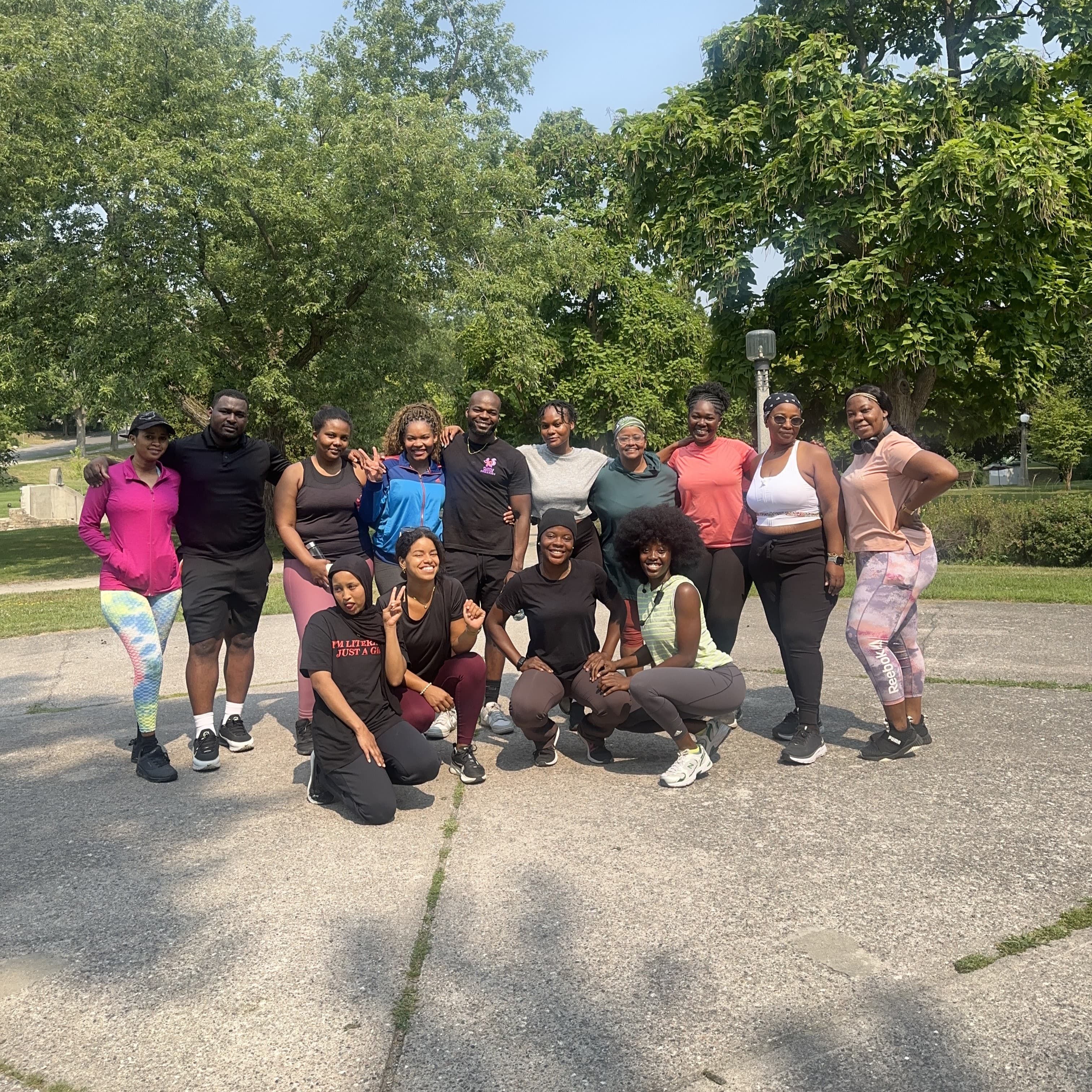 Members gathered for a group photo at the end of a summer bootcamp